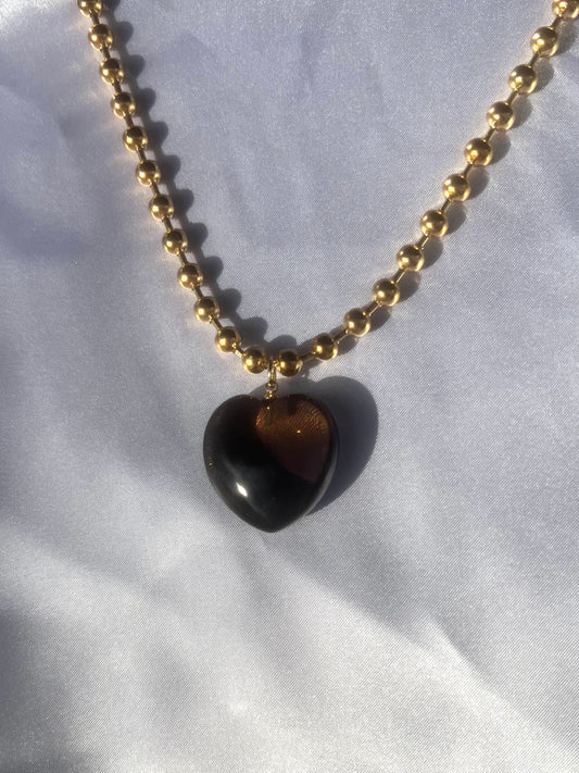 SMOKY QUARTZ BALL CHAIN NECKLACE