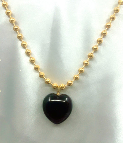 BLACK CHERRY QUARTZ BALL CHAIN (DYED)