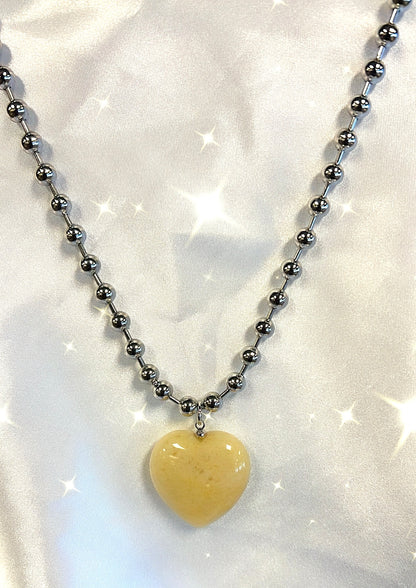GOLDEN HEALER BALL CHAIN HEART NECKLACE- 963hz, clear blockages, multi-healing, raise your vibration, the God frequency